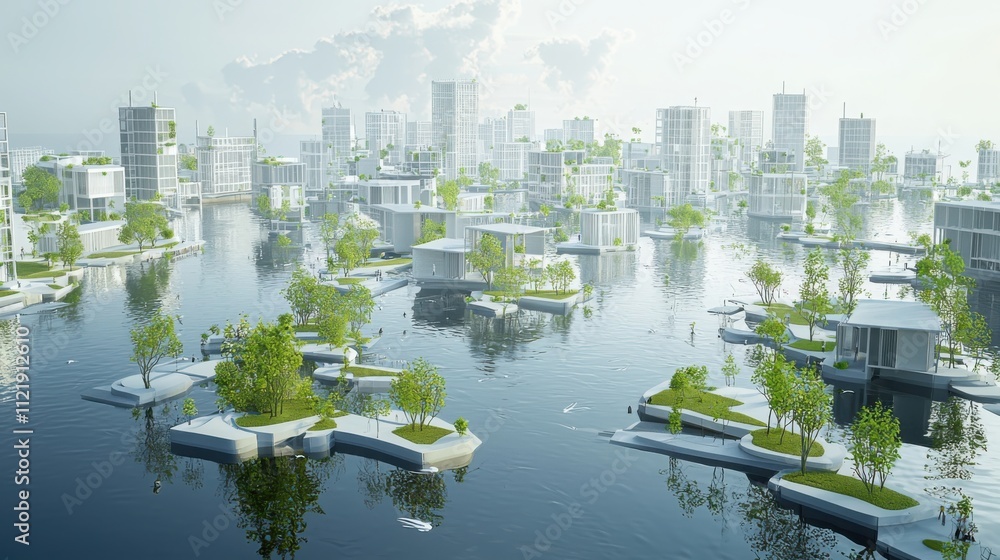 Fototapeta premium Climate-adaptive urban design resilient strategies for sustainable global cities