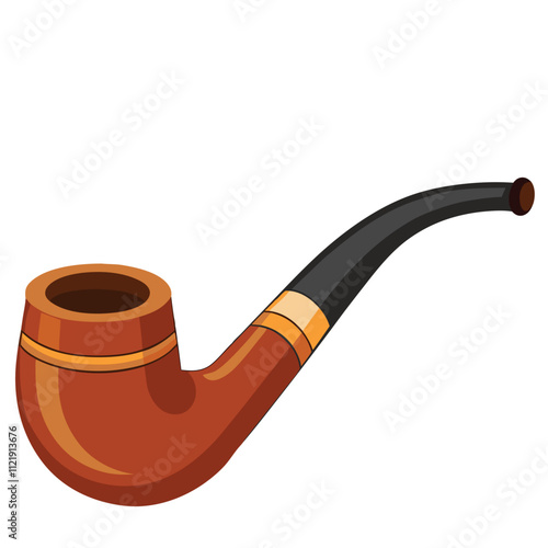 Wooden smoking pipe vector illustration isolated on white background