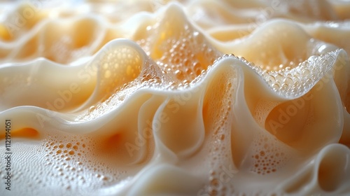 Abstract Close-Up of Creamy, Bubbly Substance