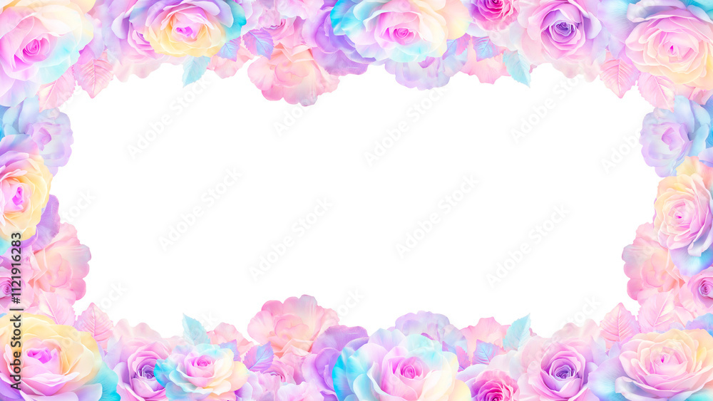 pastel rose floral border with gradient petals forming a decorative frame