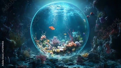  A holographic underwater world projected inside a dome, giving the illusion of being underwater photo