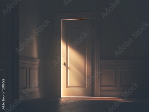 Open Door with Radiant Light for Conceptual and Inspirational Themes photo