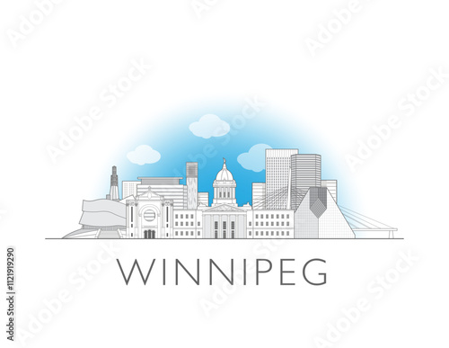 Winnipeg skyline cityscape vector illustration