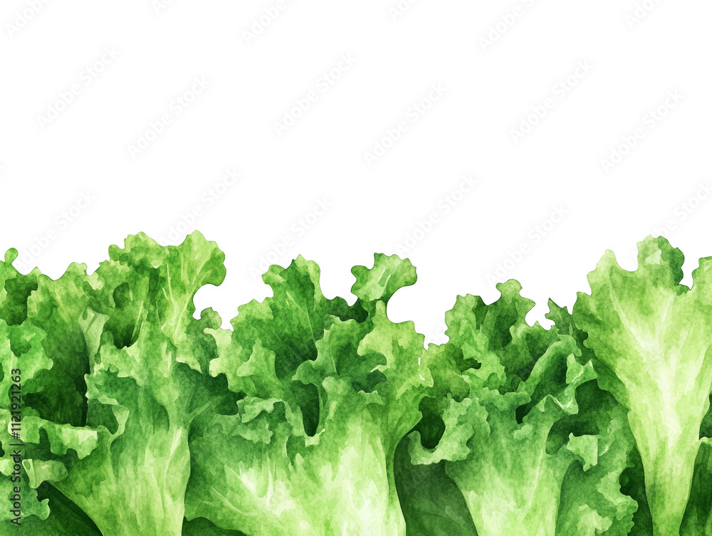 Crisp green lettuce leaves on a black background, study in texture and contrast Crisp green lettuce leaves on a black background, study in texture and contrast