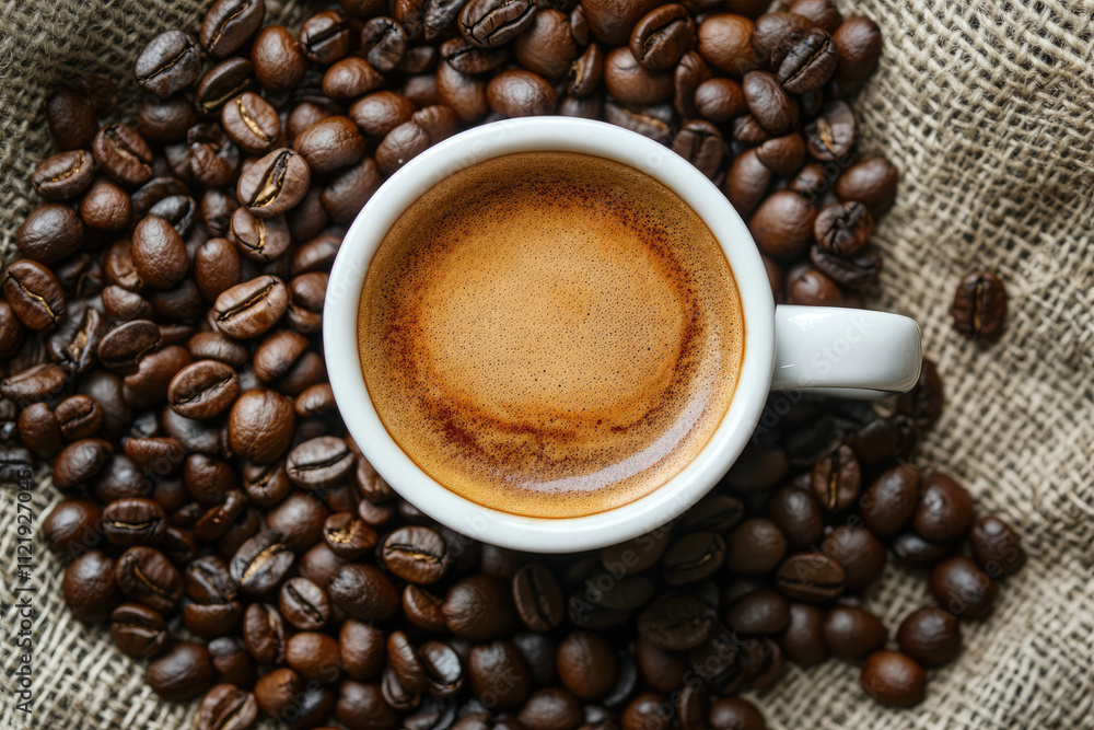 coffee beans and cup coffee beans and cup