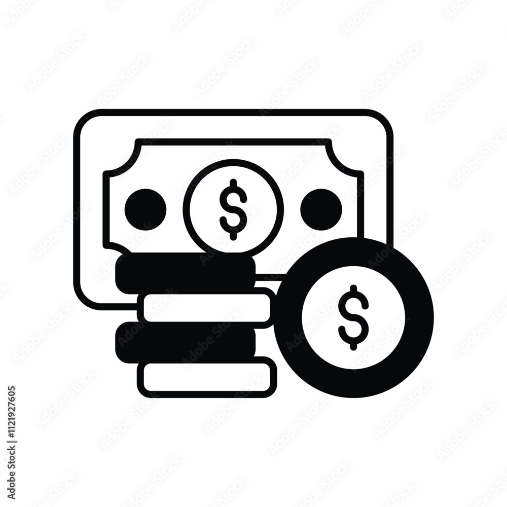 money glyph icon with white background vector stock illustration money glyph icon with white background vector stock illustration