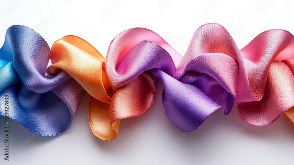 Obraz premium Decorative Ribbon Curls in Bright Colors Isolated on White Background. Generative AI