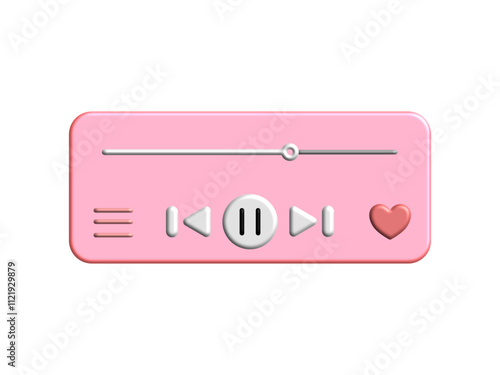 Video player template. Play online 3D Design Template. Web template. 3d vector illustration