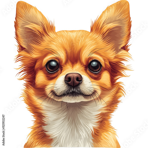 Cartoon-Style Chihuahua Illustration with Realistic Fur and Warm Colors background removal