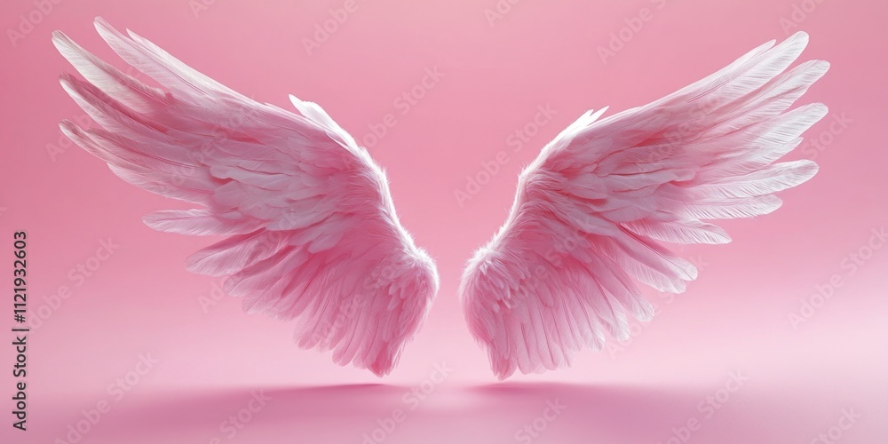 Fototapeta premium White wings on pink background