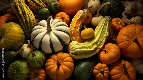 A photo of a variety of gourds photo