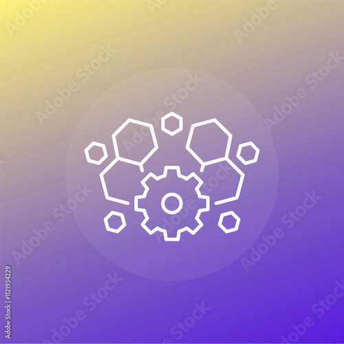 bioengineering icon with molecules, biotechnology line vector