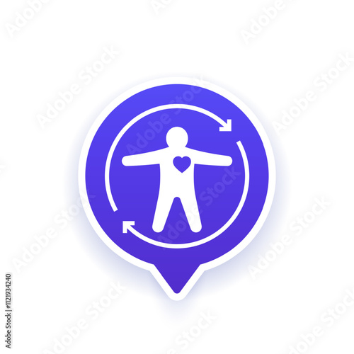 circulatory system icon with a person and arrows