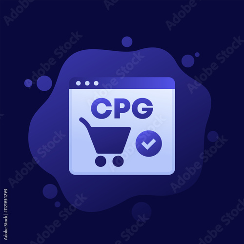CPG, Consumer Packaged Goods icon, vector design