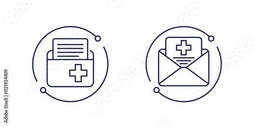 medical history and patient files line icons