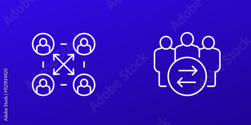 interpersonal relationship icons with people, line design