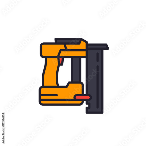 nailer, nail gun icon on white, outlined design