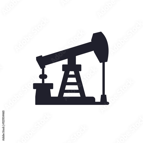 Oil pump jack icon, vector pictogram on white