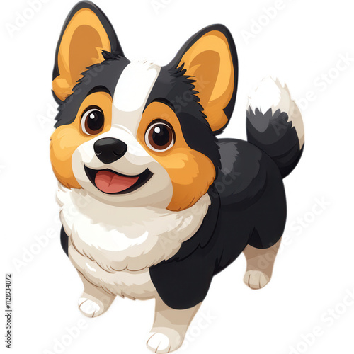 Playful Animated Brown and White Dog with Expressive Eyes