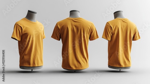 Gold Henley T-shirt 3D Render on Mannequin. Generative AI photo