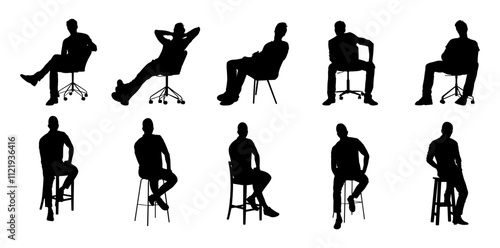 Conference or other meeting students sitting in chairs vector set.