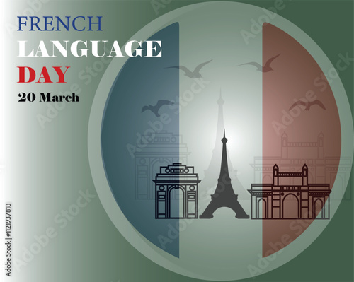 Banner design with a beautiful art and illustration about French language day.