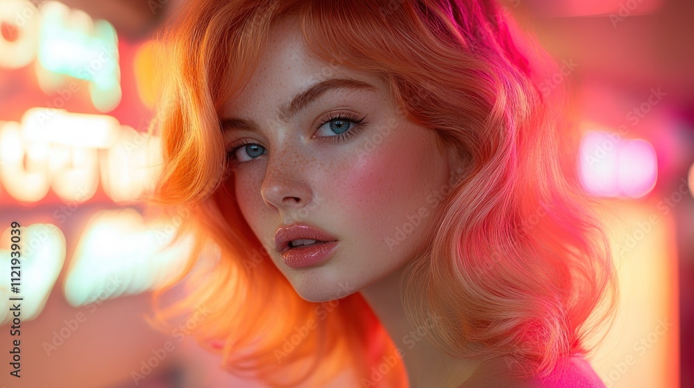 Portrait of a woman with vibrant hair and soft lighting Portrait of a woman with vibrant hair and soft lighting