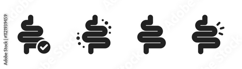 Intestine icon. Bowel icon set. Guts icons. Vector illustration