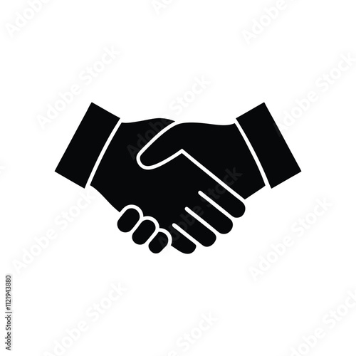 Handshake Vector Icon: Minimalist Symbol of Business Partnership, Agreement, and Collaboration for Modern Design
