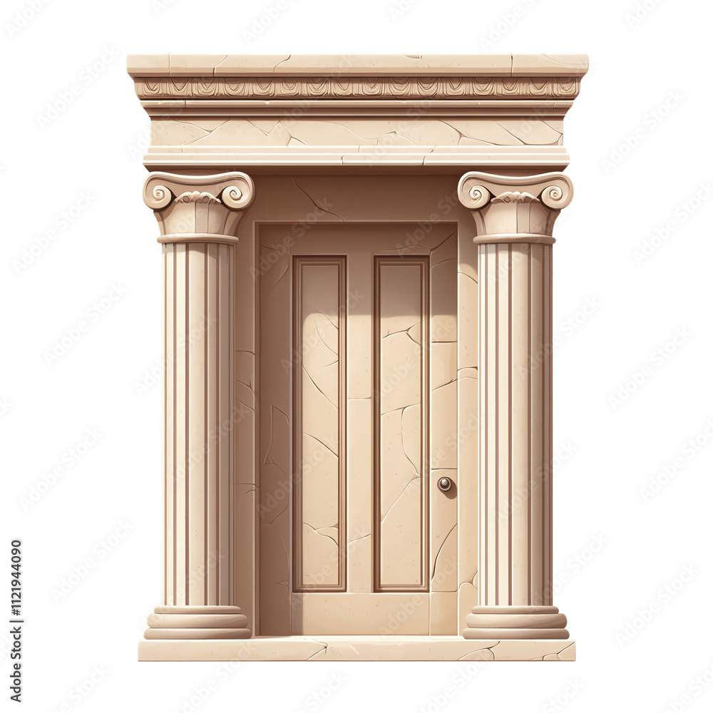 Fototapeta premium Elegant door with classical columns design. transparent background