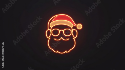 Neon Santa Claus Icon Wearing Sunglasses