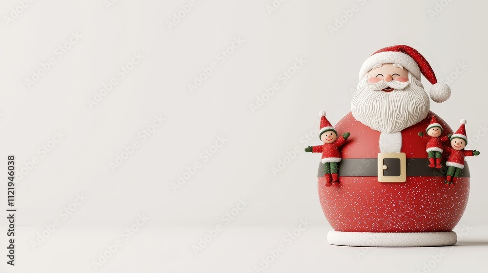 Fototapeta premium 3d santa concept. Christmas-themed decoration featuring a Santa Claus figure with elves.