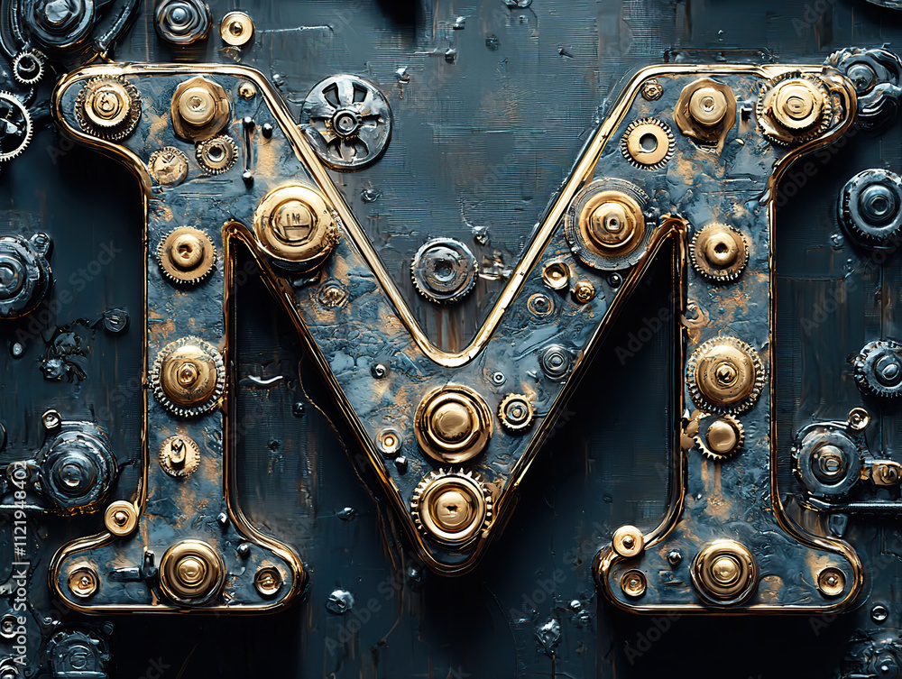 steampunk font, letters, alphabet, vintage, mechanical, gears ...