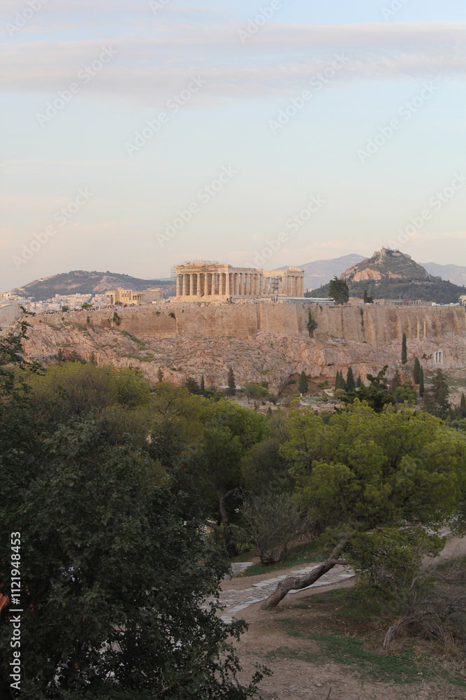 Fototapeta premium ancient greek temple at sunset in Athens, Greece