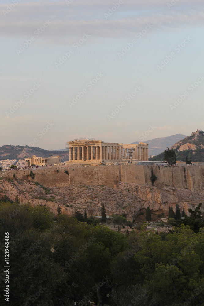 Fototapeta premium ancient greek temple at sunset in Athens, Greece