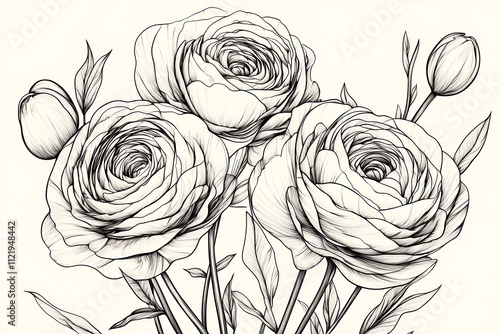 Delicate Floral Line Art Bouquet photo