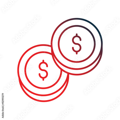 dollar sign gradient icon with white background vector stock illustration