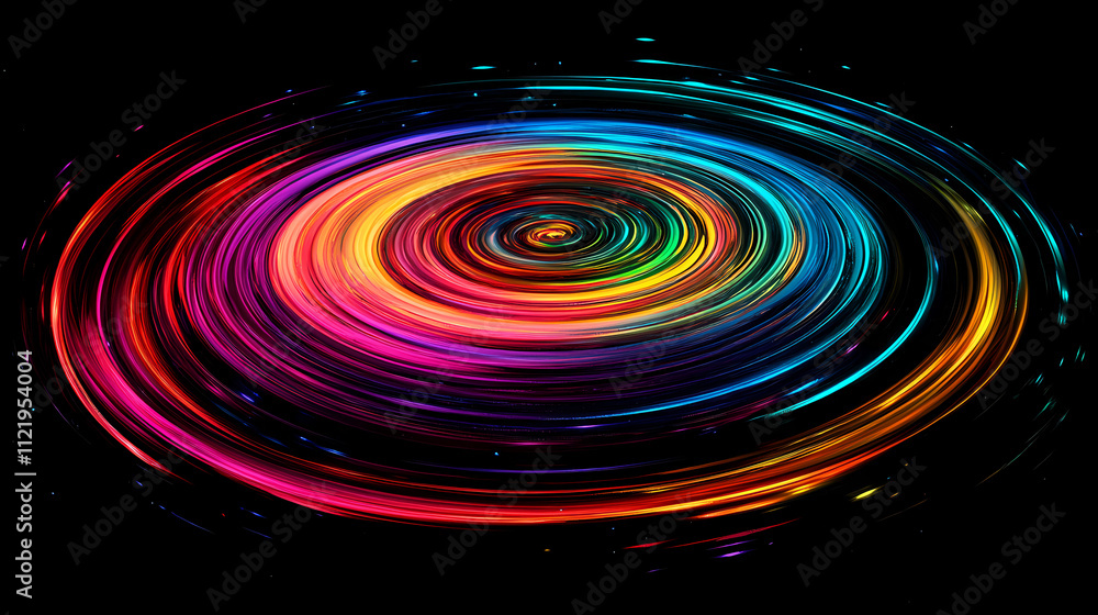 Obraz premium Abstract swirls of colorful echoes orbiting in space, abstract, swirls, colorful, echoes, orbit, space, vibrant, dynamic. Echoes. Illustration