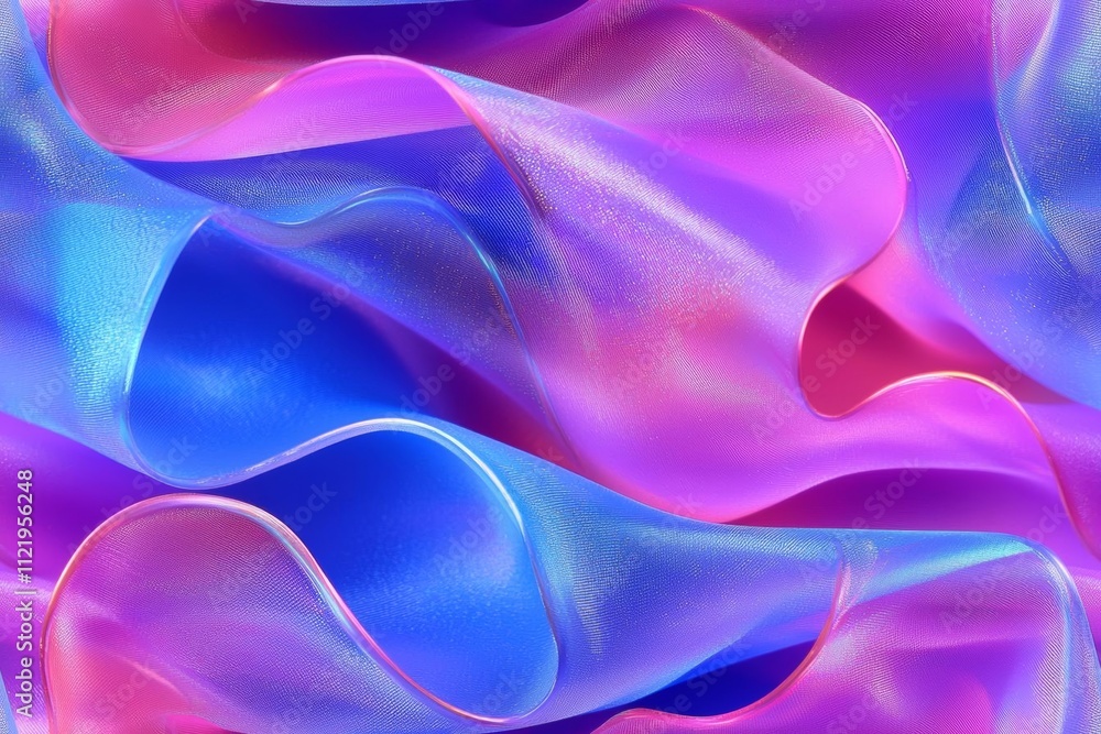 Obraz premium seamless of Close-up of ethereal pastel neon blue, purple, lavender, pink holographic metallic foil background