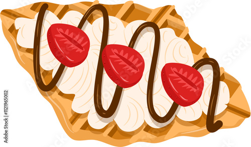 Croffle illustration. Waffle illustration. Croissant illustration.