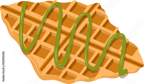 Croffle illustration. Waffle illustration. Croissant illustration.