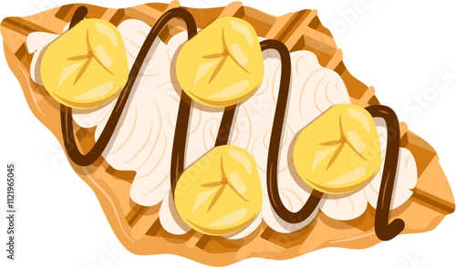 Croffle illustration. Waffle illustration. Croissant illustration.