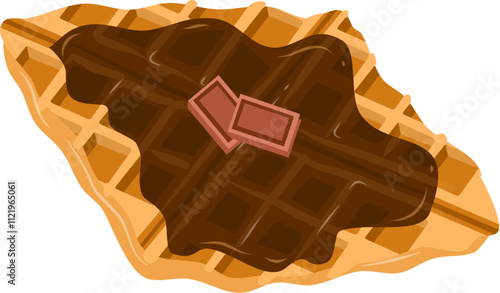 Croffle illustration. Waffle illustration. Croissant illustration.