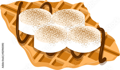 Croffle illustration. Waffle illustration. Croissant illustration.