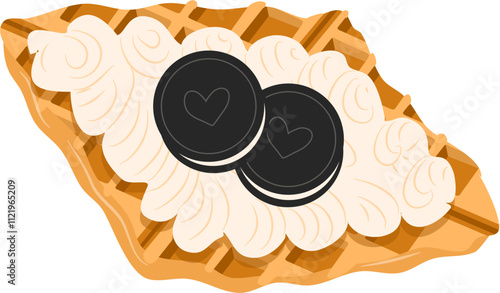 Croffle illustration. Waffle illustration. Croissant illustration.