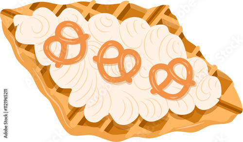 Croffle illustration. Waffle illustration. Croissant illustration.