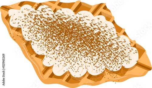 Croffle illustration. Waffle illustration. Croissant illustration.