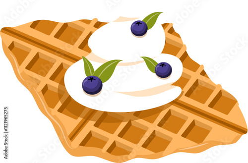 Croffle illustration. Waffle illustration. Croissant illustration.