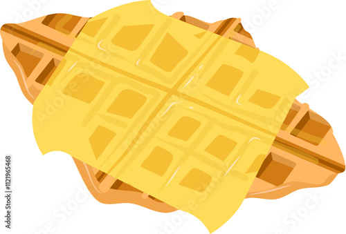 Croffle illustration. Waffle illustration. Croissant illustration.