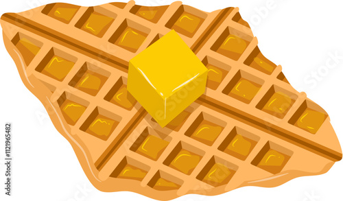 Croffle illustration. Waffle illustration. Croissant illustration.